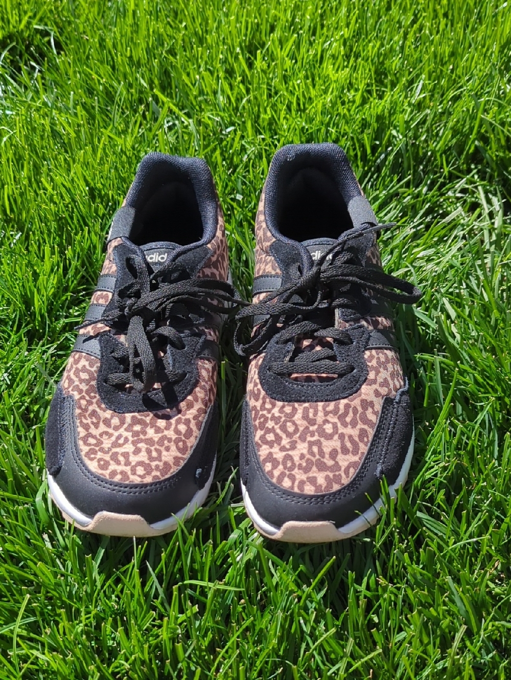 Leopard Adidas Print Athletic Sneakers - Black and Brown